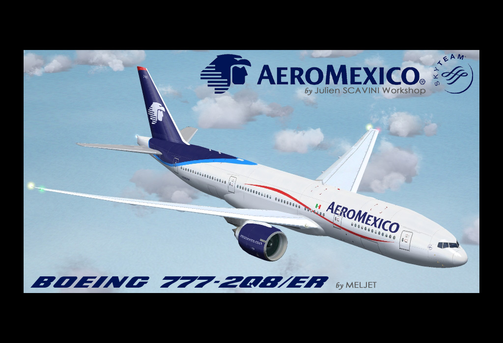 Fs2004 Aeromexico Boeing 777-2Q8Er, Registration N746Am (New Colors) — 1