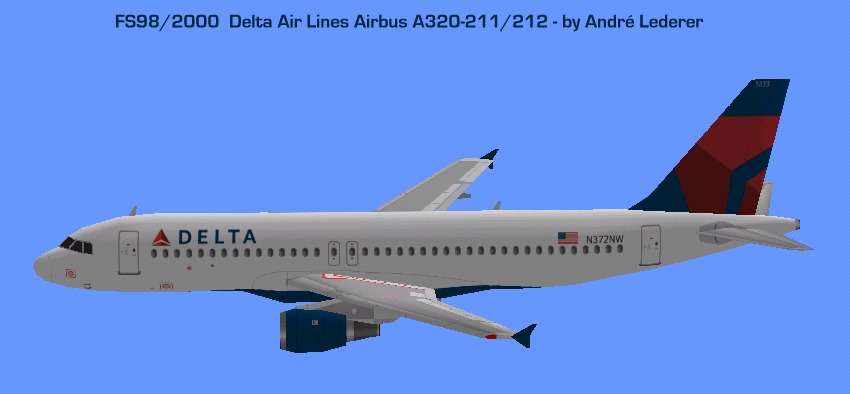 Flightsim Fs2004/Fs98/2000 Aircraft Delta Air Lines A320 Delta Air Lines Airbus A320 Packe — 1