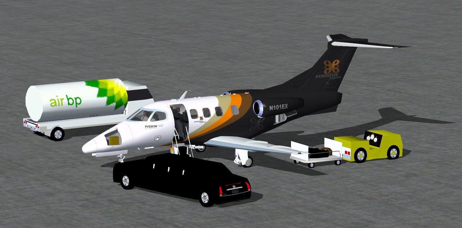 Fs2004 Executive Express Embraer Phenom 100 Biz Jet By Camsim, Including Exterior Animated — 1