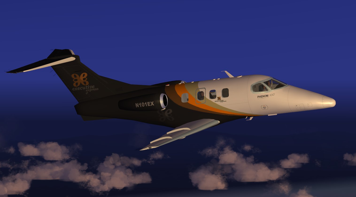 Fsx Executive Express Embraer Phenom 100 Biz Jet By Camsim, Including Exterior Animated Gr