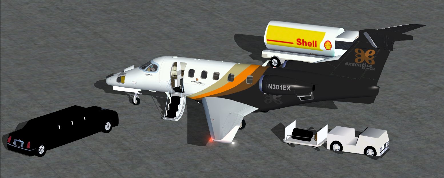 Fs2004 Executive Express Embraer Phenom 300 Biz Jet By Camsim, Including Exterior Animated