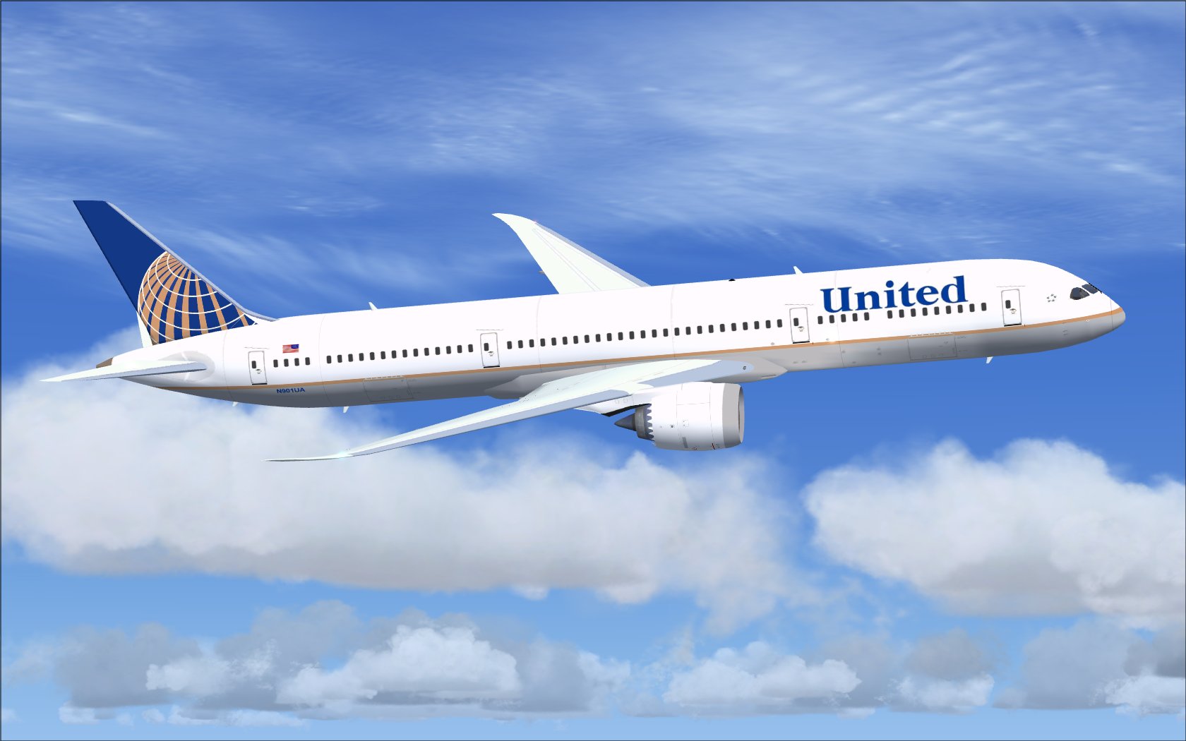 Fsx United New Colors (United/Continental Merger) Boeing 787-9 V2, This Camsim Version 2 F — 1
