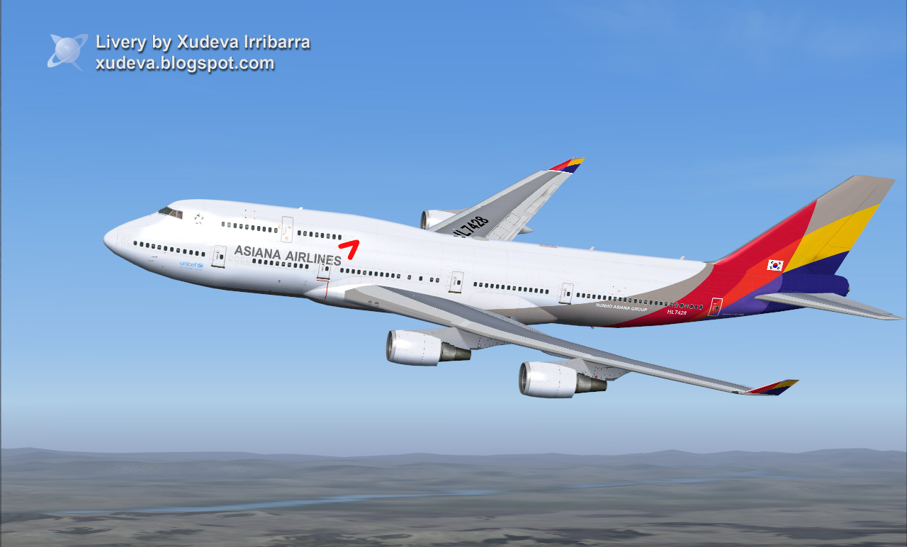 Fs2004 Asiana Airlines Boeing 747-48E Hl7428 — 1