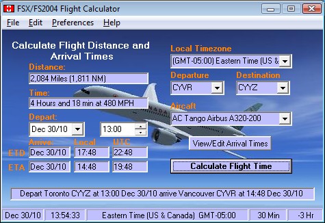 Fsx/Fs2004 Flight Calculator Ver 1.6.5 — 1