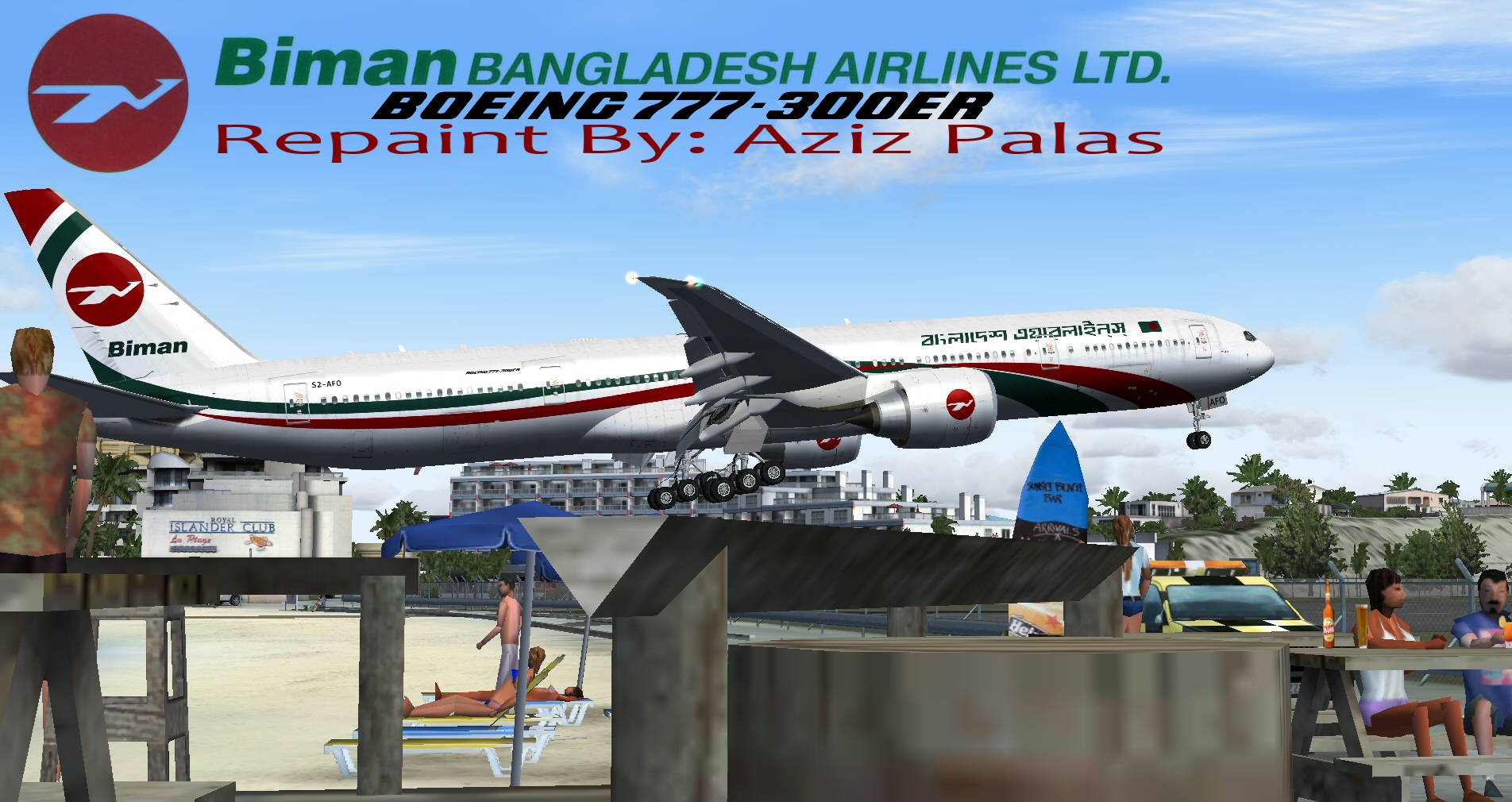 Fs2004/Fsx Biman Bangladesh B777-300 Er New Livery — 1
