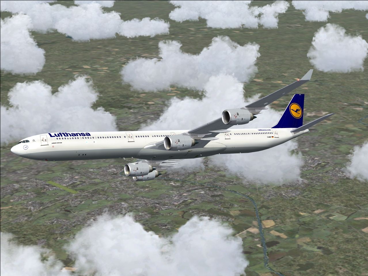 Fs2004 Lufthansa Airbus A340-642 D-Aihx — 1