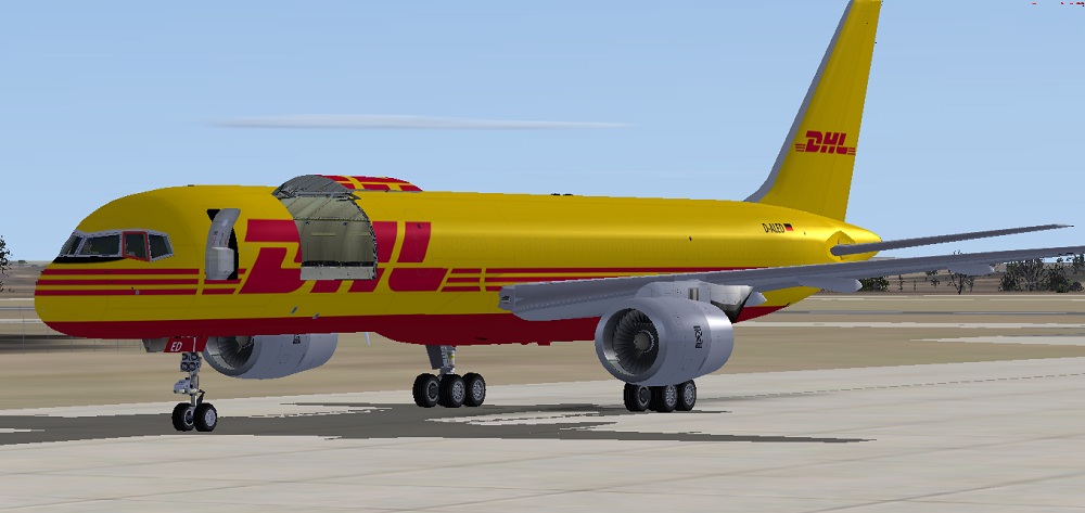 Fsx Dhl Boeing 757-236Sf Repaint Of The Posky Boeing 757-200Sf In Dhl (European Air Transp