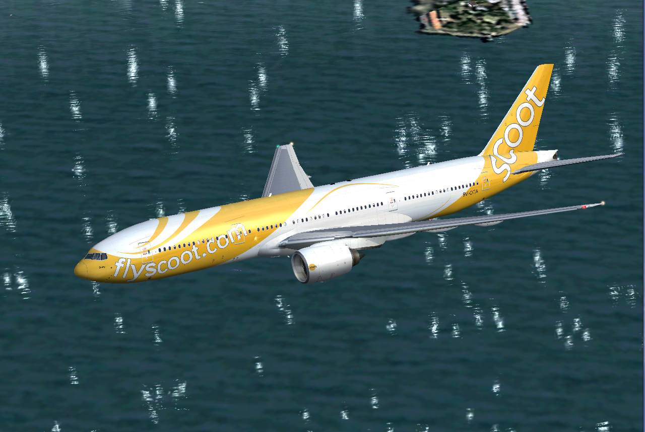Fs2004/Fsx Boeing 777-200/Er Scoot Registration 9V-Ota Named Barry — 1