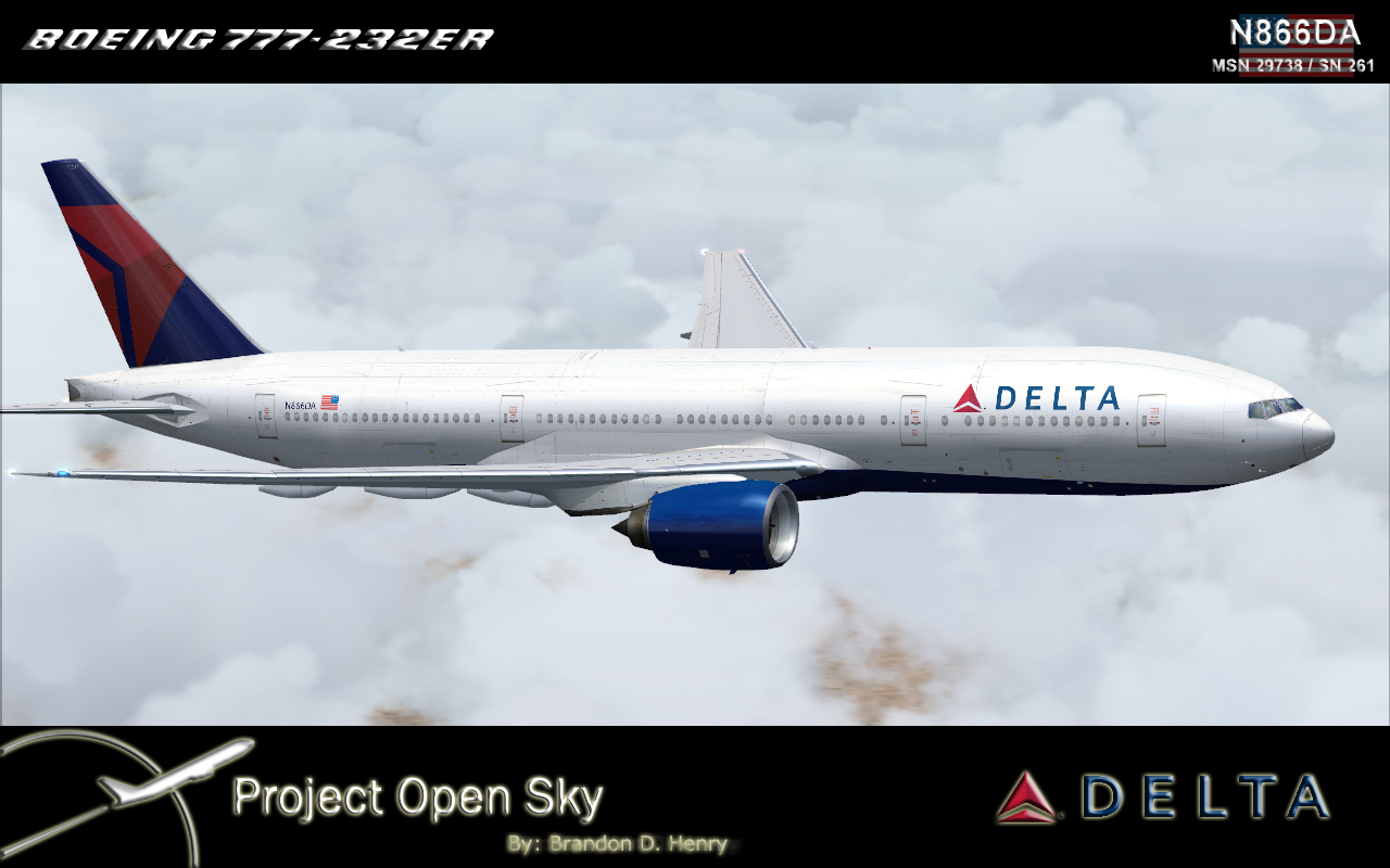 Fs2004/Fsx Delta Airlines Boeing 777-200 N866Da