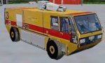 Fs2002 Scenery - 3D Airport Fire Truck With Flashing Hazard Lights And Lights On At Night