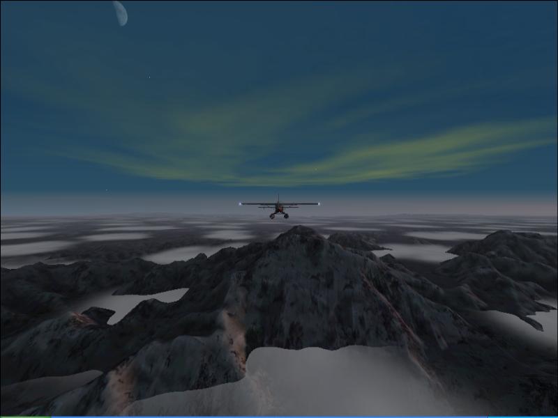 Aurora Borealis over Mt. McKinley at sunset