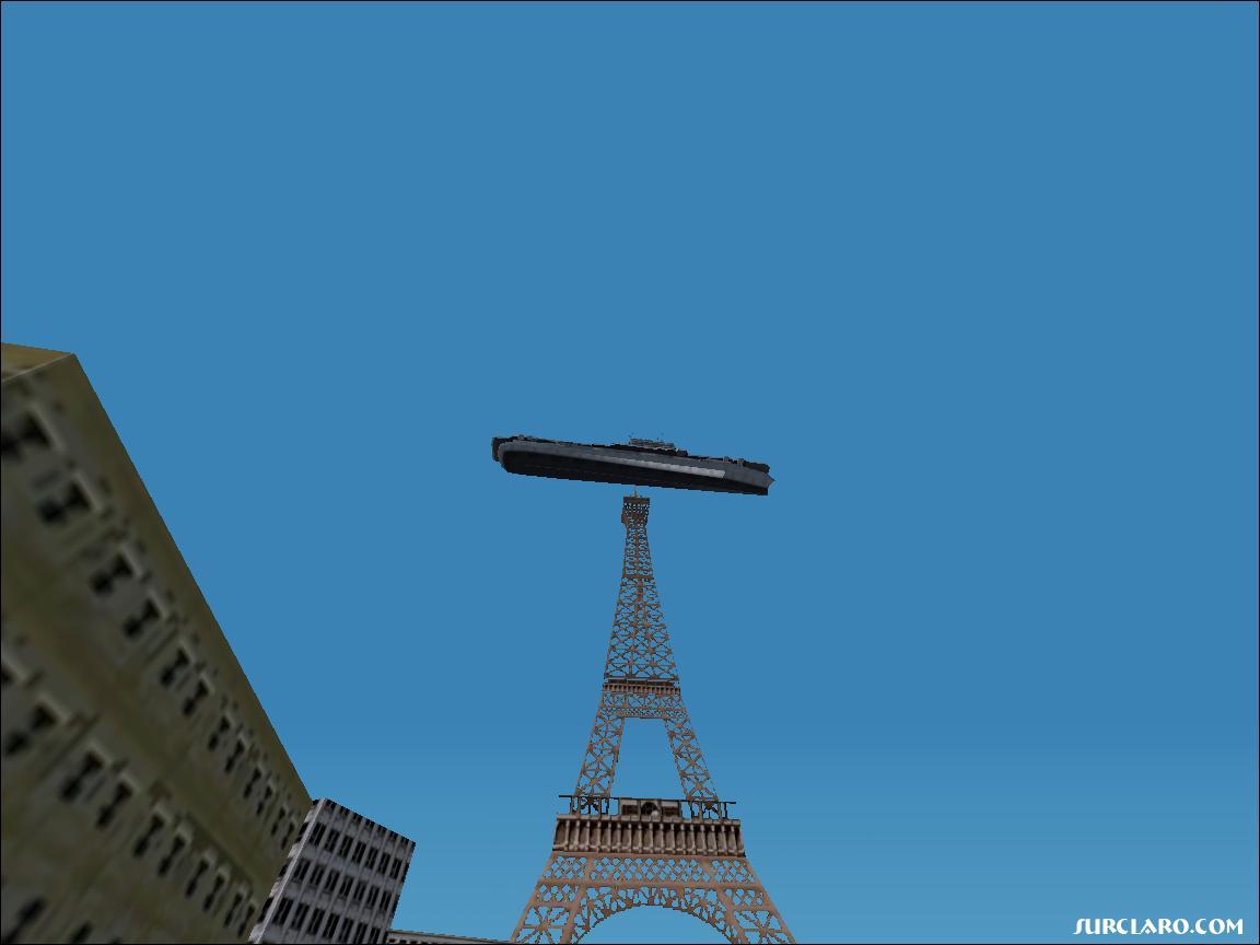 Enterprise (Aircraft Carrier) in top of Eiffel Tower