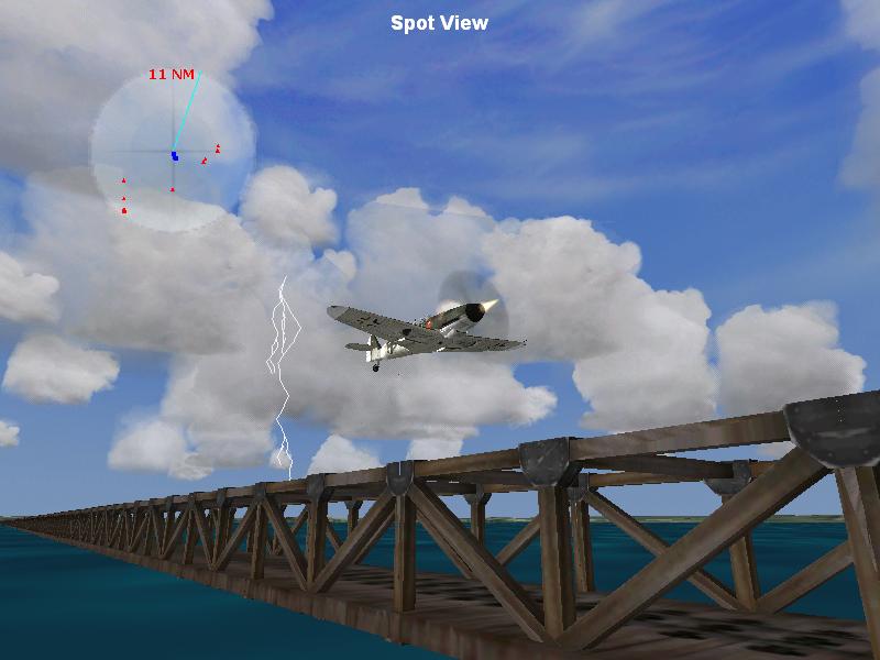 Bf-109 over train bridge
