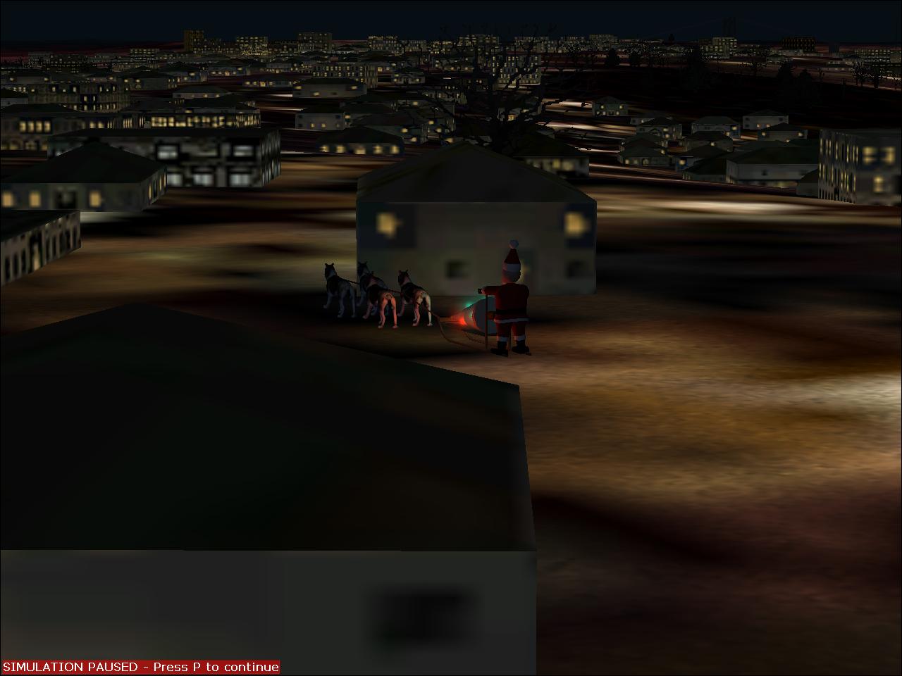 Santa landing on a house