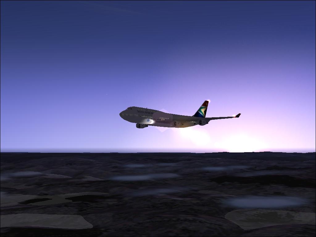 SAA 744 over the beautiful African skies at dawn.