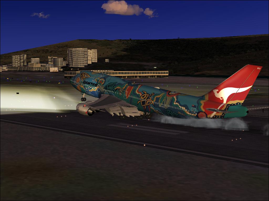 747 Qantas touchdown in Hong Kong
