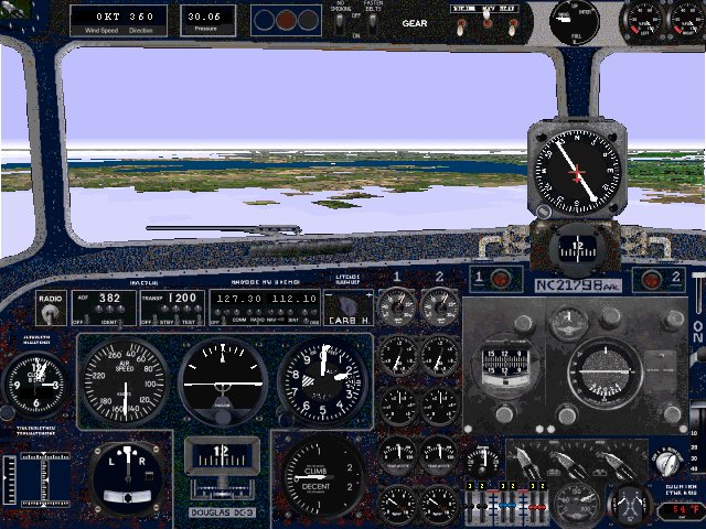 Flightsim Fs2004/Fs98 Panel: 1930S Douglas Dc-2 Or Dc-3 Panel With Passenger Views — 1