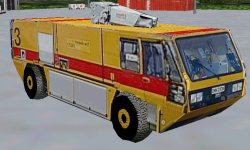 Fs2002 Scenery - 3D Airport Fire Truck With Flashing Hazard Lights And Lights On At Night