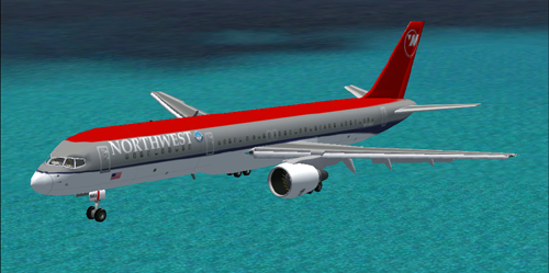Fs2002 Boeing 757-200 Northwest Airlines Full Moving Parts Feature; 3D Ailerons, Flaps, El