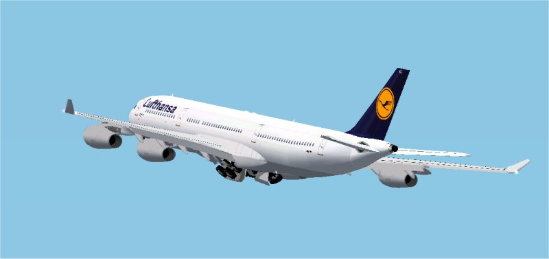 Fs2002 Lufthansa A340-300 D-Aigu Castrop-Rauxel Features All Parts Animated; Wheels, Ailer — 1