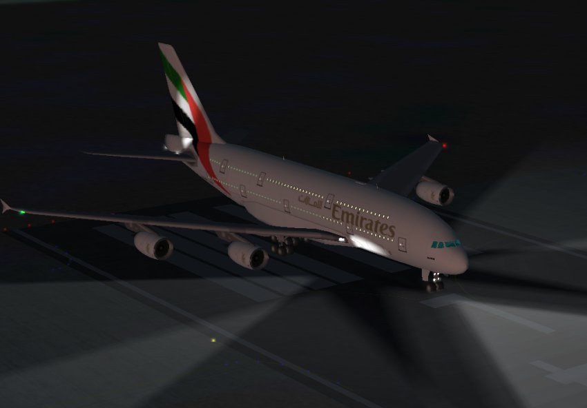 Fs2002 Emirates, Airbus A380 Promx Version 2 The Ver.2 Added Landing Lights And New Night — 1