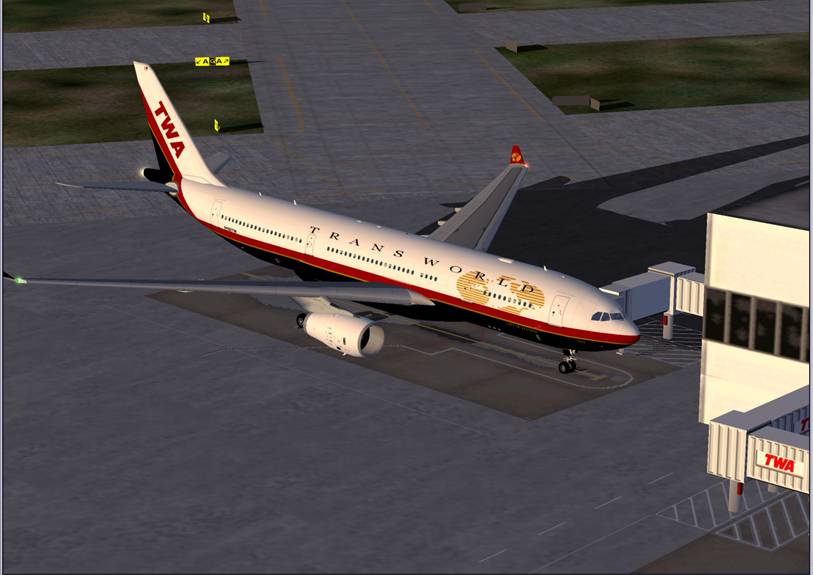Fs2002 Ficitonal Textures Repaint Of The Airbus A330-200 In The Twa Gold Globe Livery