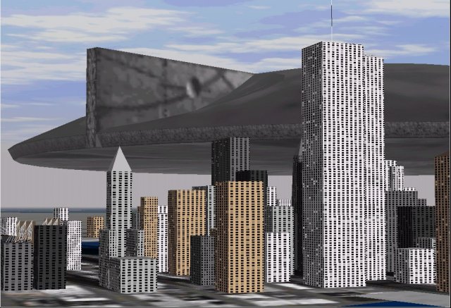 Id4 City Destroyers Scenery With Extra-Terrestrial Ships From The Movie "Independence Day" — 1