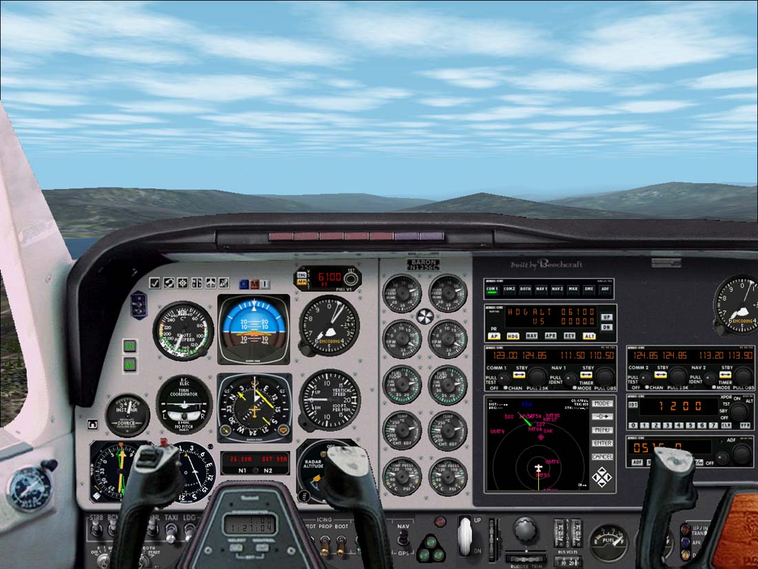 Fs2002 Baron 58 Deluxe Night Lit Panel Realistic Rendering Of A Late Model Beech Baron 58 — 1