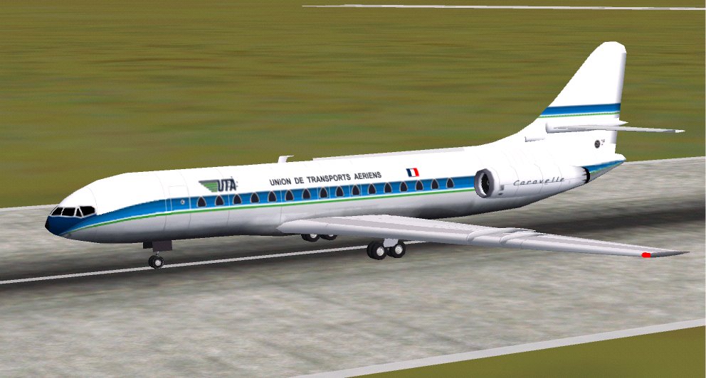Fs2002 Aircraft Uta Caravelle Mkiii Se210 Moving Parts, Rolling Wheels, Tail Ladder And Ni — 1