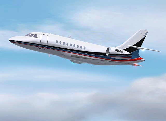 Fs2002 Dassault Falcon 2000 Private, Fictional Livery - White With Red, Blue & Black Trim
