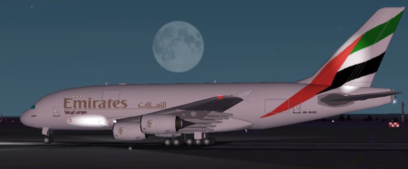 Fs2002 Emirates Cargo, Airbus A388 Promx Version 2 The Ver.2 Added Landing Lights And New