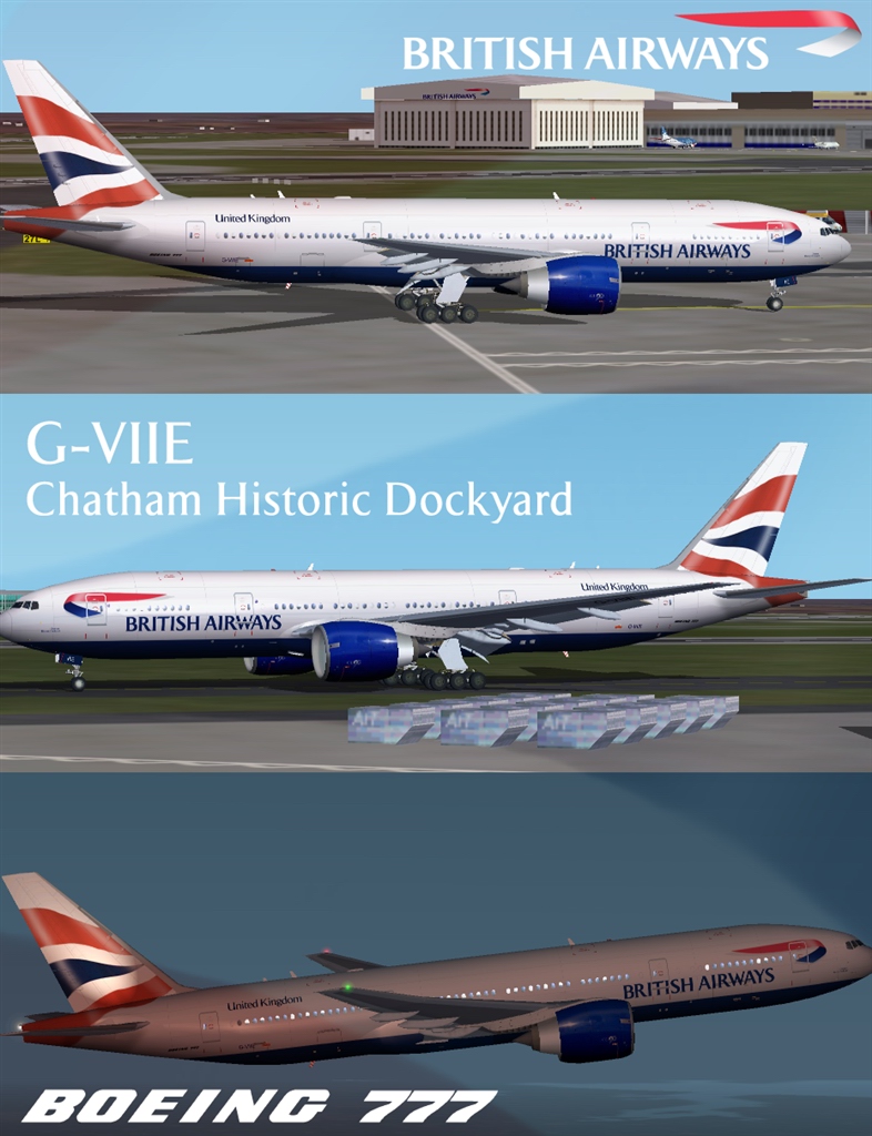 Fs2002 British Airways 777-236Er Viie Textures Repaint Of The Meljet Boeing 777-200 In Bri