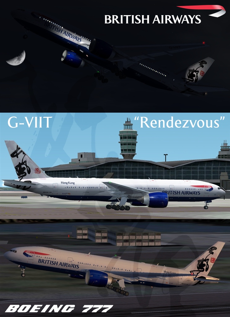 Fs2002 British Airways 777-236Er Viit Textures Repaint Of The Meljet Boeing 777-200 In Bri
