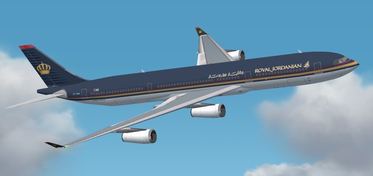 Fs2002 Royal Jordanian Airbus A340-300 (Promaxl4) L4, Features New Fs2002 Nav, Strobes Lig