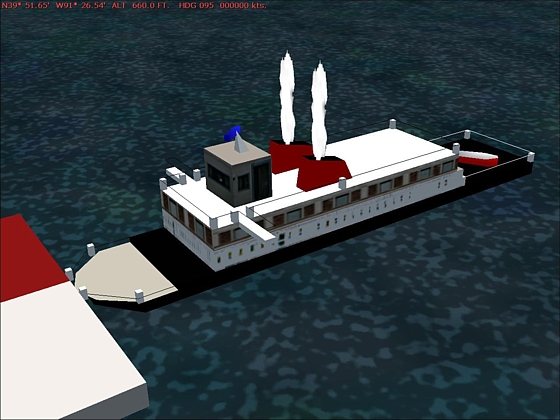 Fs2002 Scenery Design - River Barge Tow & Barges