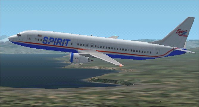 Fs2002 Default Boeing 737-400 Repaint On Spirit Airlines Livery, Textures Exclusively By G
