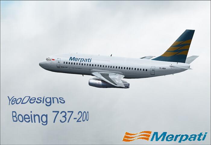 Fs2002 Yeodesigns B737-200 Mandala And Merpati Nusantara By Djuhari(Joet) Textures Repaint