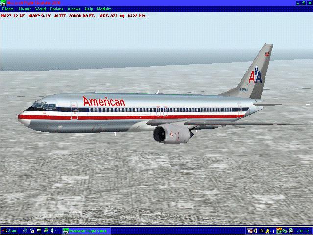 Fs2000 737-800 American With 1St Officers Panel The Aircraft Has Shiny Like Aluminum Textu