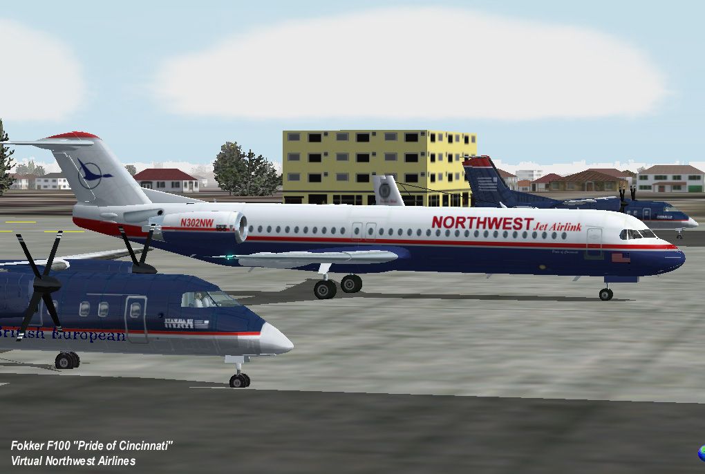 Fs2002 Aircraft Virtual Northwest Airlines F100 Textures Exclusively For Pf10070 Fokker 10