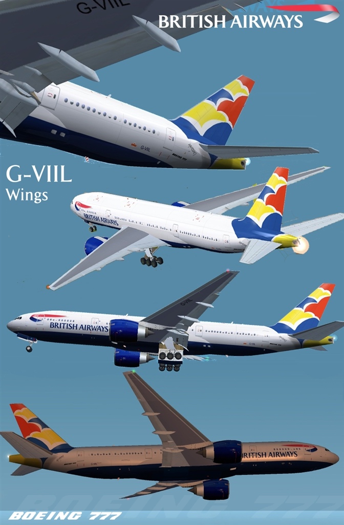 Fs2002 British Airways 777-236Er Viil Textures Repaint Of The Meljet Boeing 777-200 In Bri
