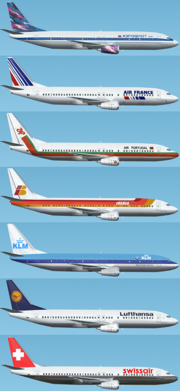 Fs2002 Europe 2003 737-400 Package Of Air France, Iberia, Air Portugal Tap, Klm, Lufthansa
