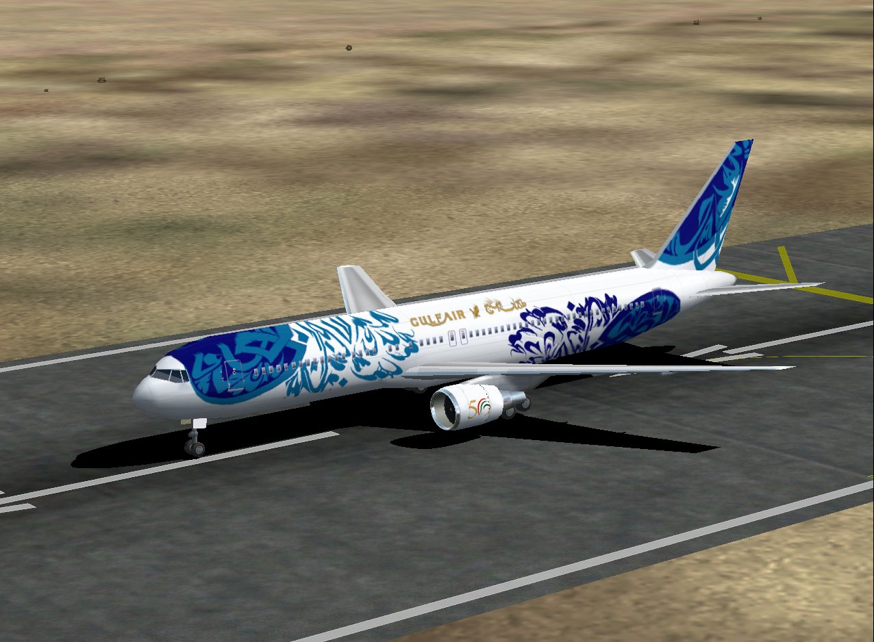 Fspainter Boeing 767-300 In Gulf Air 50Th Anniversary Livery, With 32-Bit Reflective Textu