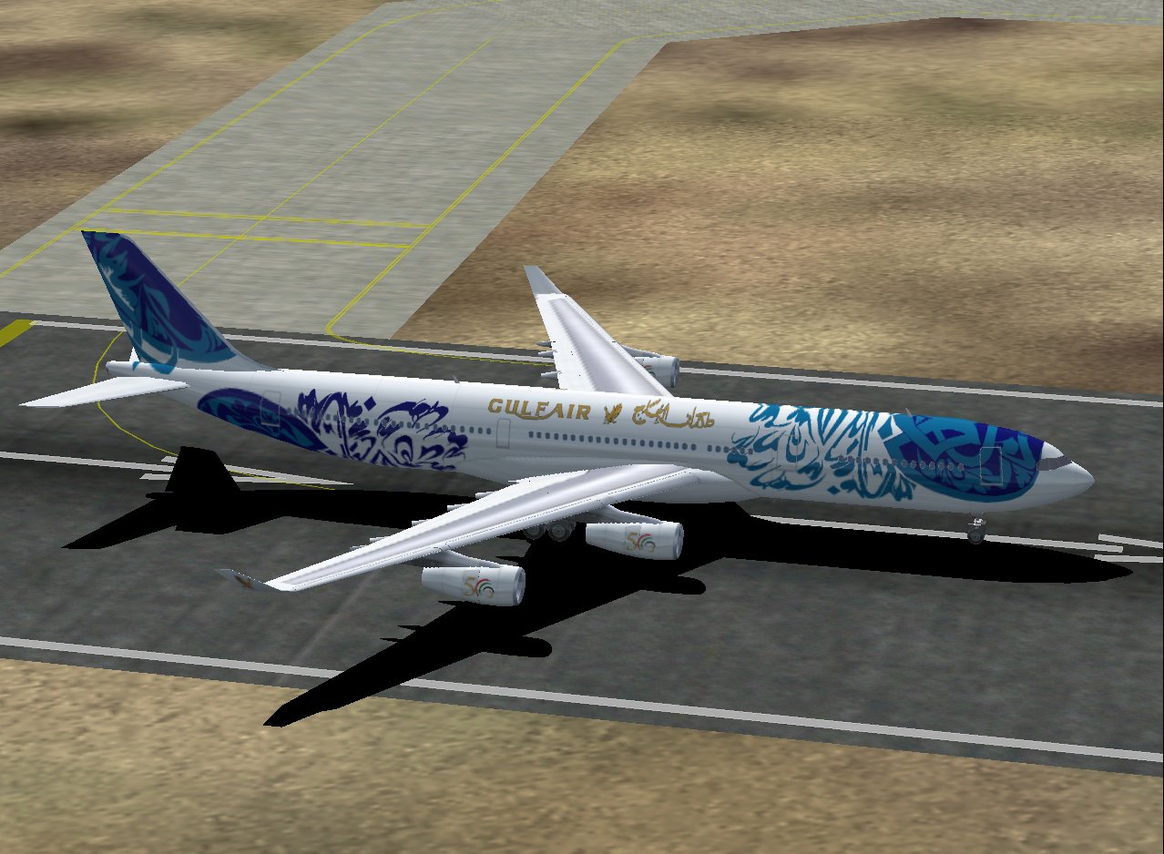 Fspainter Airbus A340-300 In Gulf Air 50Th Anniversary Livery, With 32-Bit Reflective Text