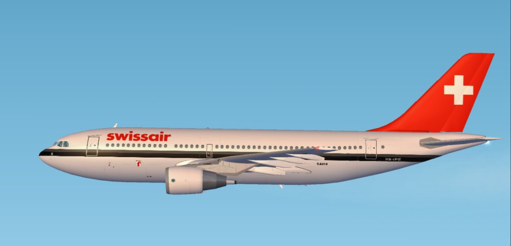 Fs2002 A310-221 Swissair Hb-Ipe Gmax Model Of The Swissair Hb-Ipe A310-221 With Pratt & Wh