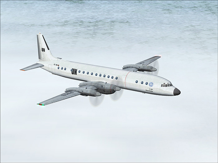 Fs2002 Ilyushin Il-18D Textures Repaint In A Fictional United Nations Livery