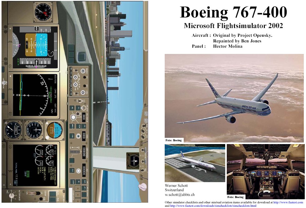 Fs2002 Manual/Checklist B-767-400