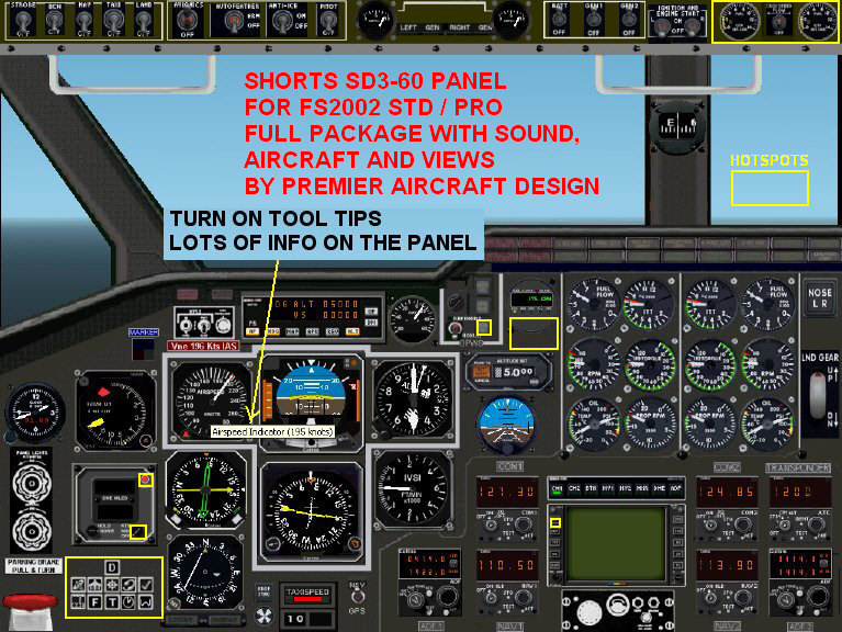 Fs2002 Std / Pro Shorts Sd3-60-300 Twin Turboprop Full Panel Package