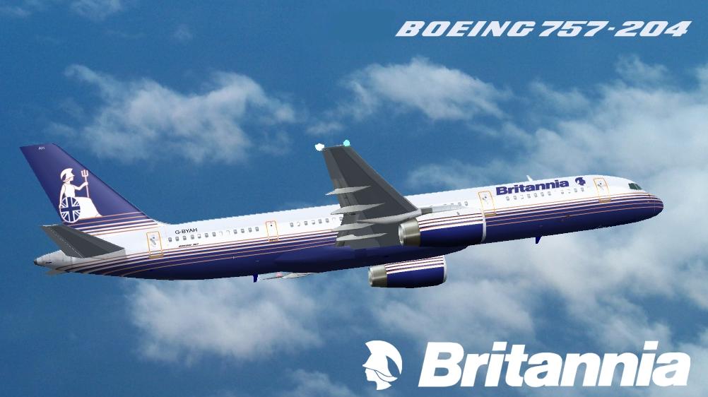 Fs2002 Boeing 757-204 Britannia Airways Textures Repaint Of The Ifdg Gmax 757-200 (G-Byah)