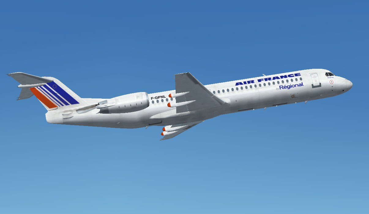 Fs2002 Project Fokker 100 Air France By Regional Textures Repaint Of The Pf10070 Fokker 10