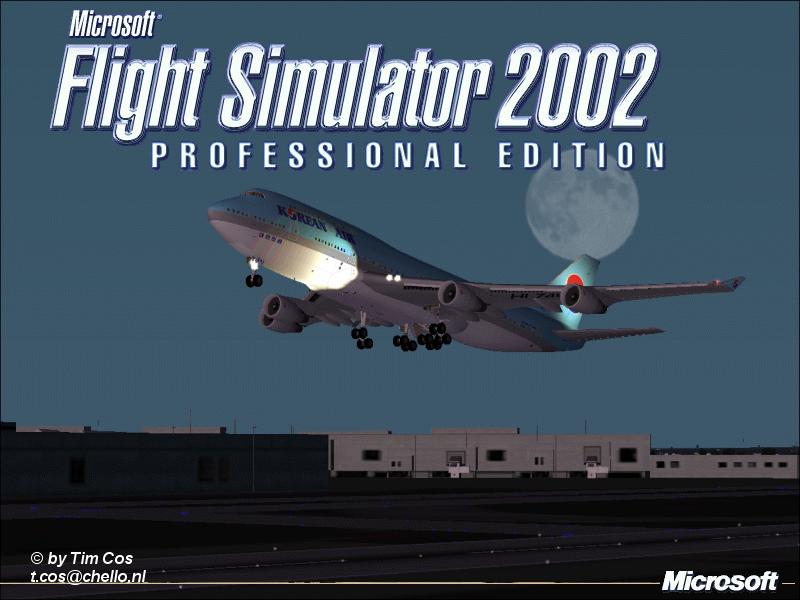 Flight Simulator 2002 Splash Screen: Boeing 747-400 Korean Air Takoff From At Heathrow By